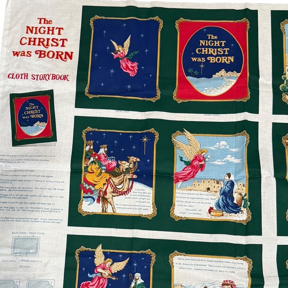 VTG The‎ Night Christ Was Born  Cut Sew Fabric Panel Cloth Book Sewing 1994